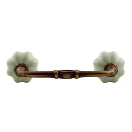 Light Green With Silver Line Medium Melon Ceramic Bridge Handle